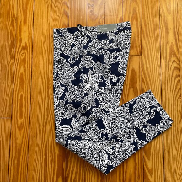 Talbots Chatham Ankle Pants Sz 12 Navy/White NWT - Picture 2 of 13